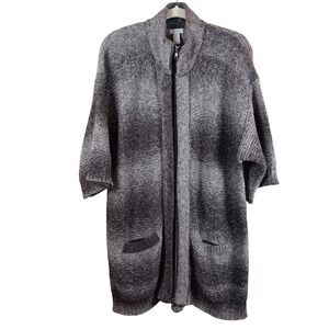 Chico's Knit Midline Cardigan Coat Women's XL 3/4 Sleeve Full Zip Lagenlook Cozy